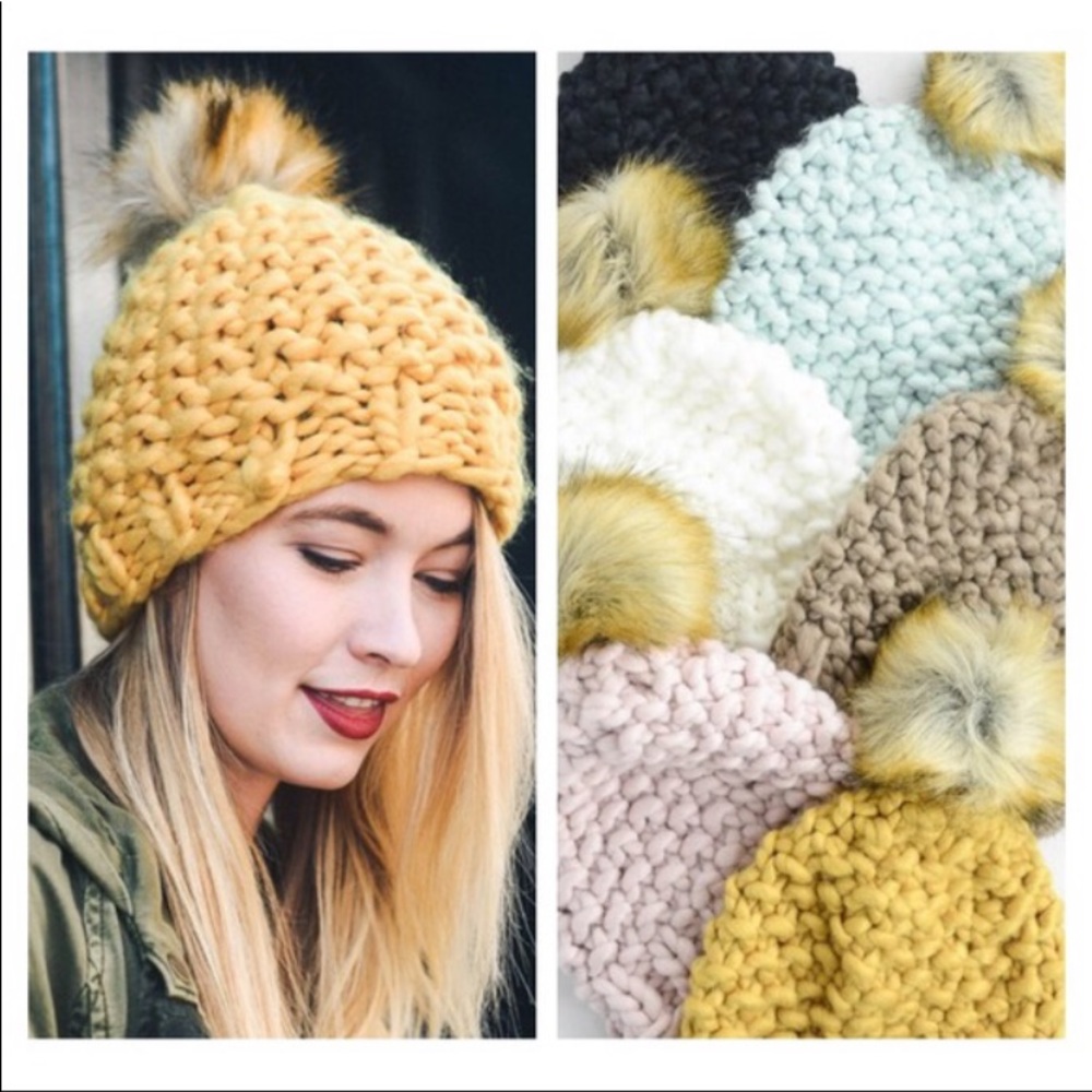 chunky knit blush pink beanie